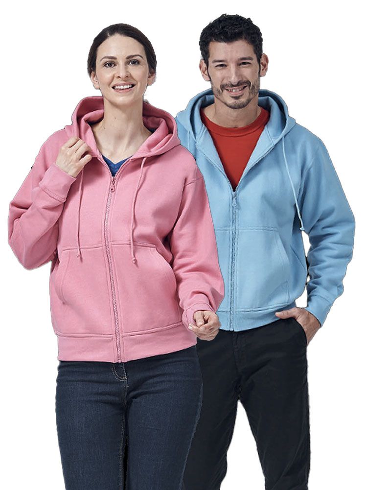 Orange Unisex Kapuzen-Sweatjacke, gerade geschnitten, mit Kängurutaschen und Kapuze