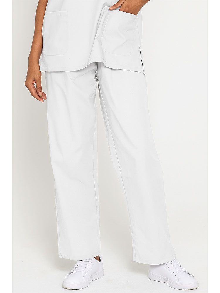 Weiße günstige Schlupfhose für Labor und Forschung mit elastischem Bund