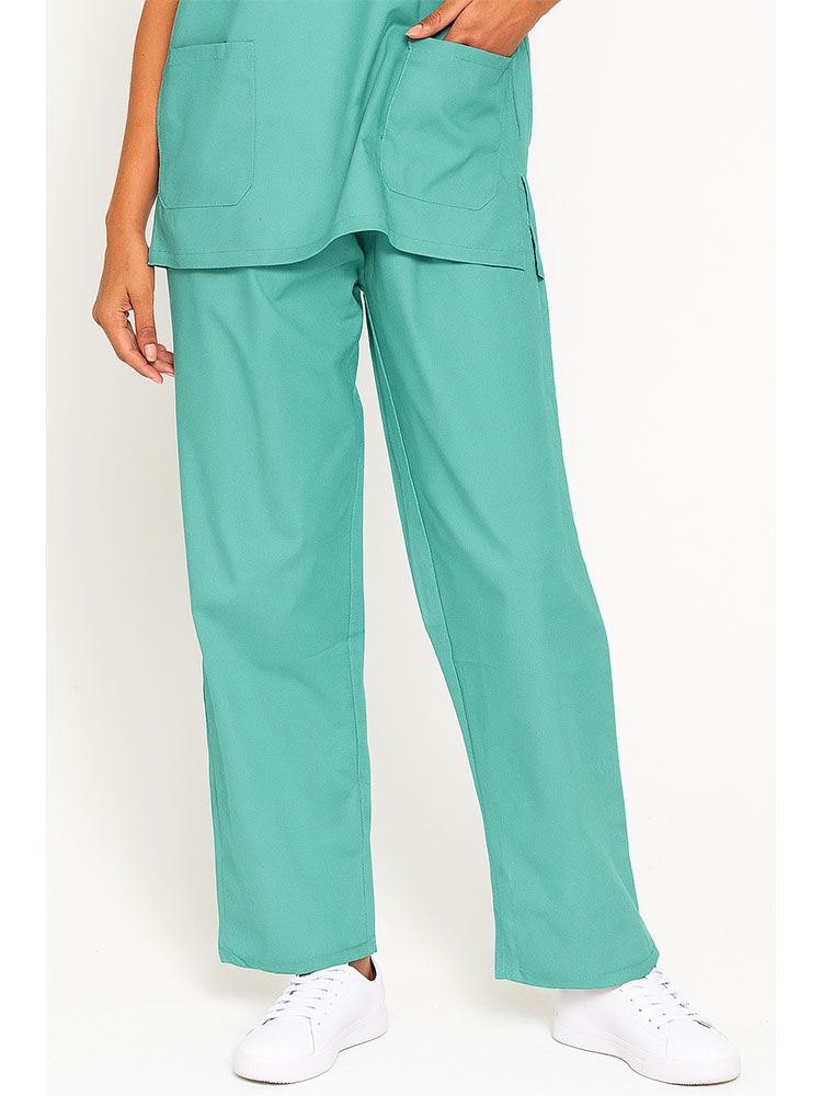 Günstige türkisfarbene Schlupfhose für Pflegeberufe mit elastischem Bund und Kordel
