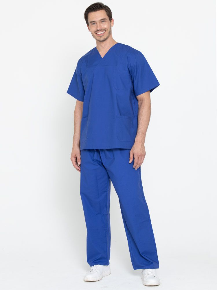 Medizinische Schlupfhose in Blau für Damen und Herren mit Gummibund und Gesäßtasche – geeignet für Klinik, Pflege und Praxis