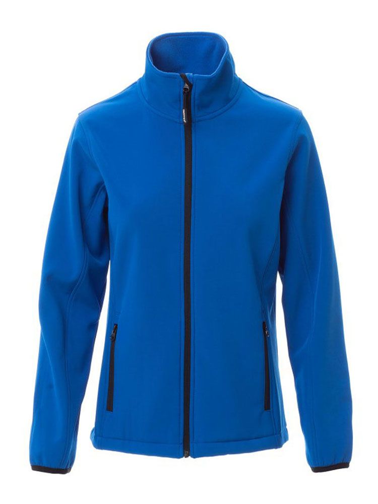 Taillierte Damen Softshelljacke in Blau mit wasserabweisender Beschichtung, 2-Wege-Reißverschluss und elastischen Ärmelbündchen