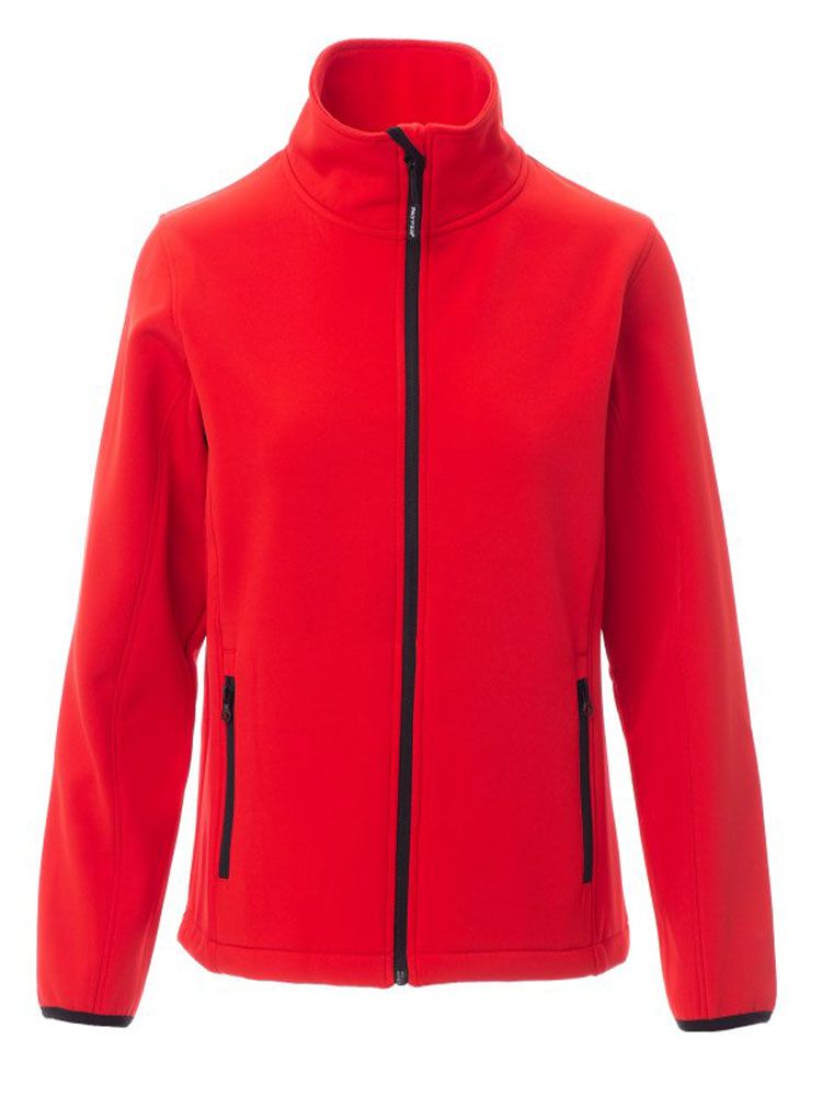 Taillierte Damen Softshelljacke in Rot mit wasserabweisender Beschichtung, 2-Wege-Reißverschluss und elastischen Ärmelbündchen
