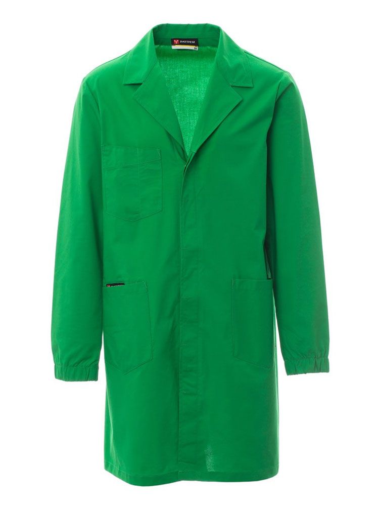 grüner Herren Laborkittel mit Reverskragen, Taschen und verdeckter Knopfleiste