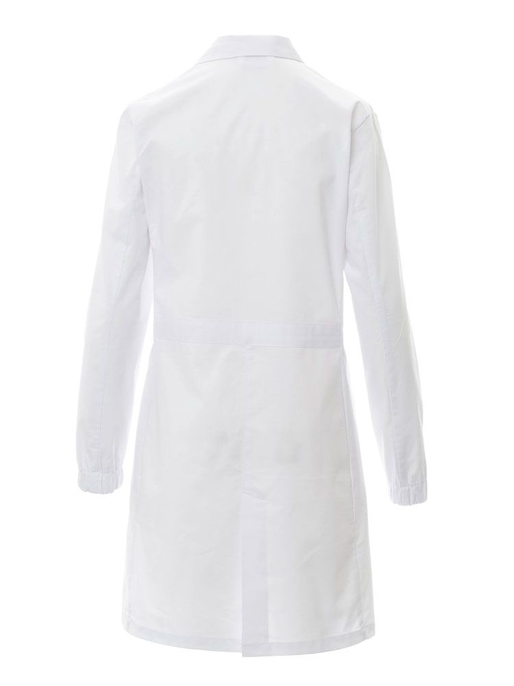 Taillierter Laborkittel für Damen in Weiß mit Taschen und Reverskragen