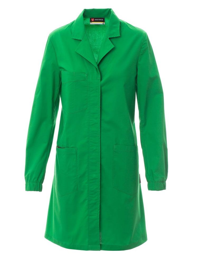 Damen Laborkittel mit Reverskragen, Brusttasche und verdeckter Knopfleiste