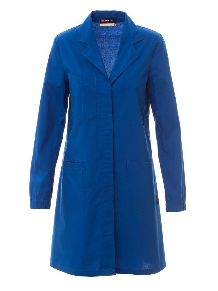 Damen Laborkittel mit Reverskragen, Brusttasche und verdeckter Knopfleiste