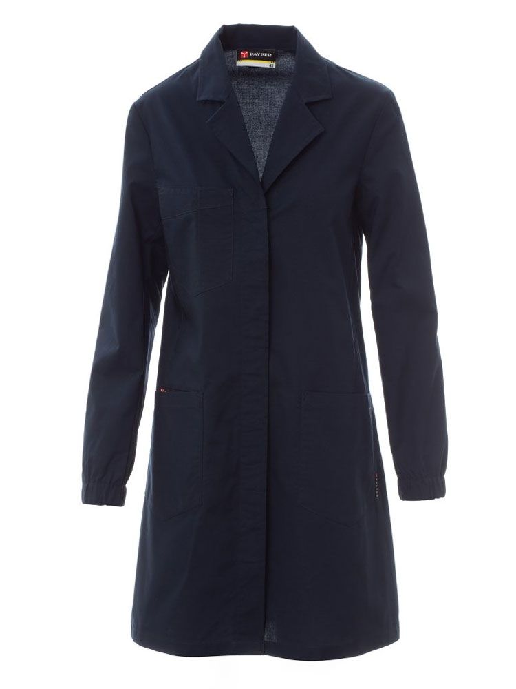 Damen Laborkittel mit Reverskragen, Brusttasche und verdeckter Knopfleiste