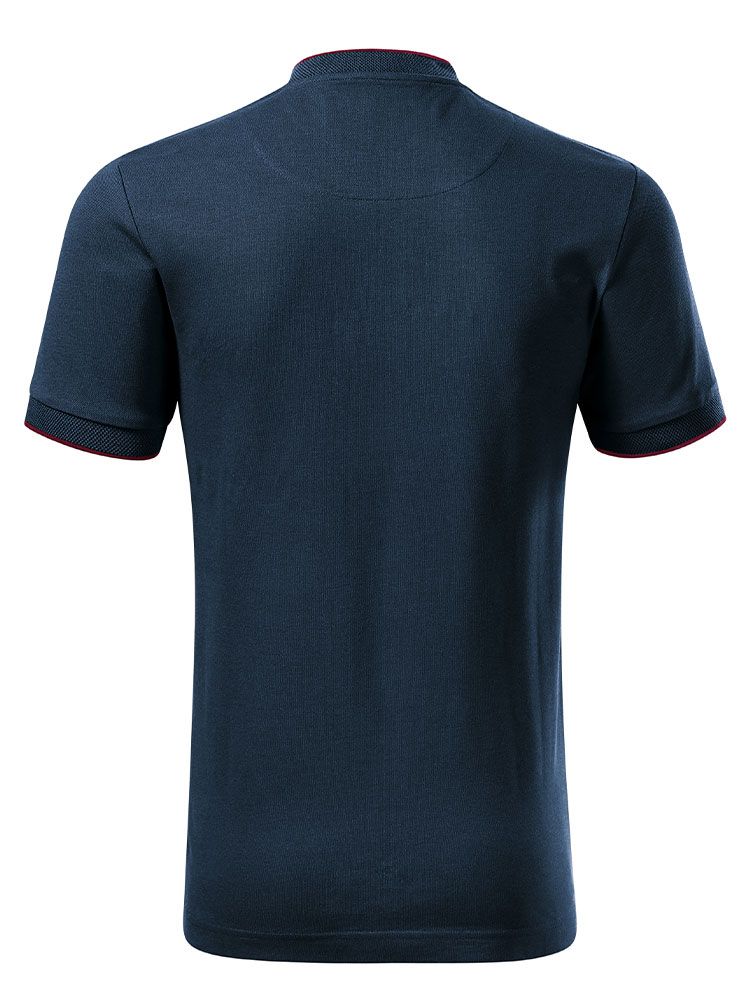 Dunkelblaues Polo Shirt mit Stehkragen für Herren – sportlich, elegant, mit Kontraststreifen