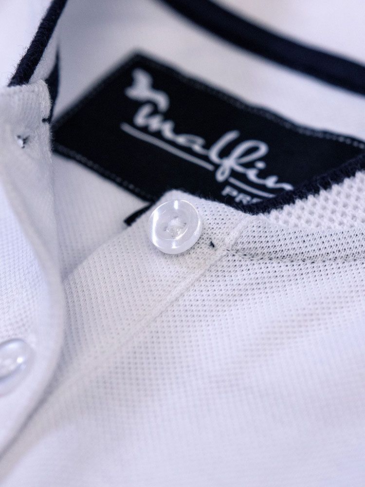 Dunkelblaues Polo Shirt mit Stehkragen für Herren – sportlich, elegant, mit Kontraststreifen