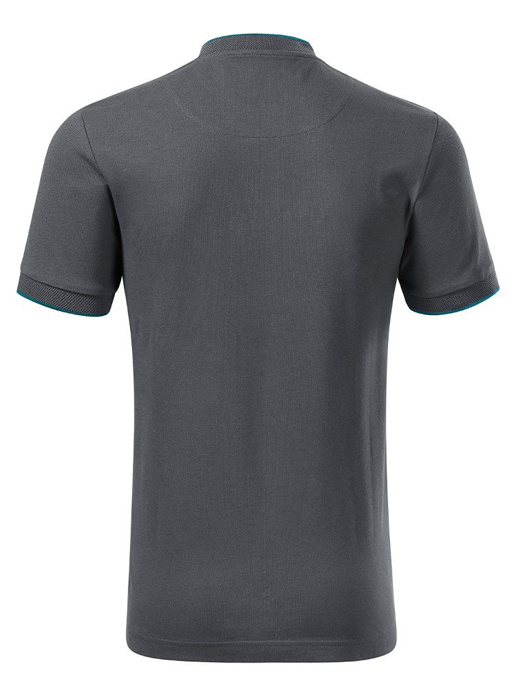 Graues Poloshirt mit Stehkragen für Herren – mit Kontraststreifen im modernen Business-Look