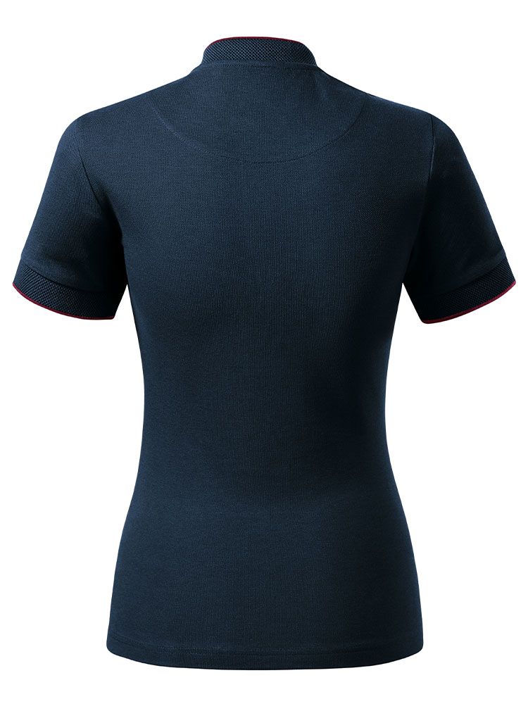 Damen Polo mit Stehkragen in Dunkelblau, tailliert, 8 Farben, Größen XS bis 2XL