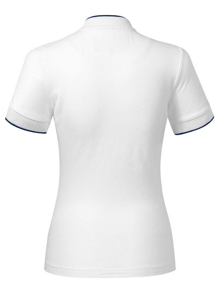 Damen Polo mit Stehkragen in Weiß, tailliert, 8 Farben, Größen XS bis 2XL