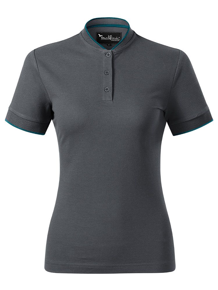 Polo mit Stehkragen in Schwarz für Damen, tailliert, 8 Farben, Größen XS bis 2XL