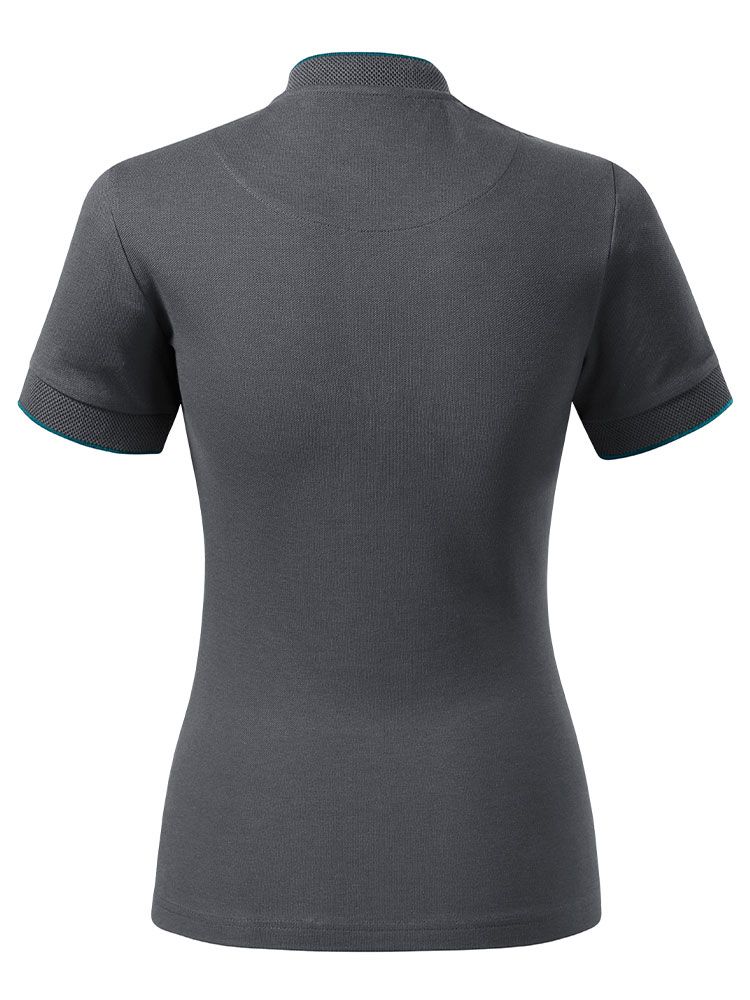 Polo mit Stehkragen in Schwarz für Damen, tailliert, 8 Farben, Größen XS bis 2XL
