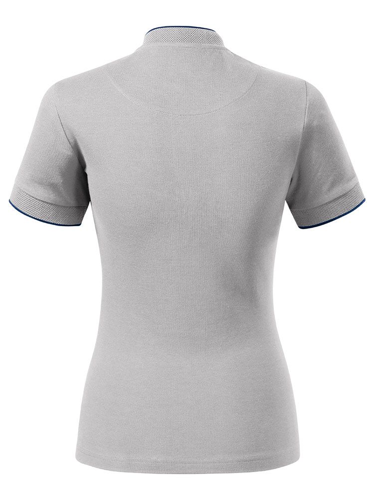 Poloshirt Stehkragen Damen in Hellgrau, tailliert, 8 Farben, Größen XS bis 2XL