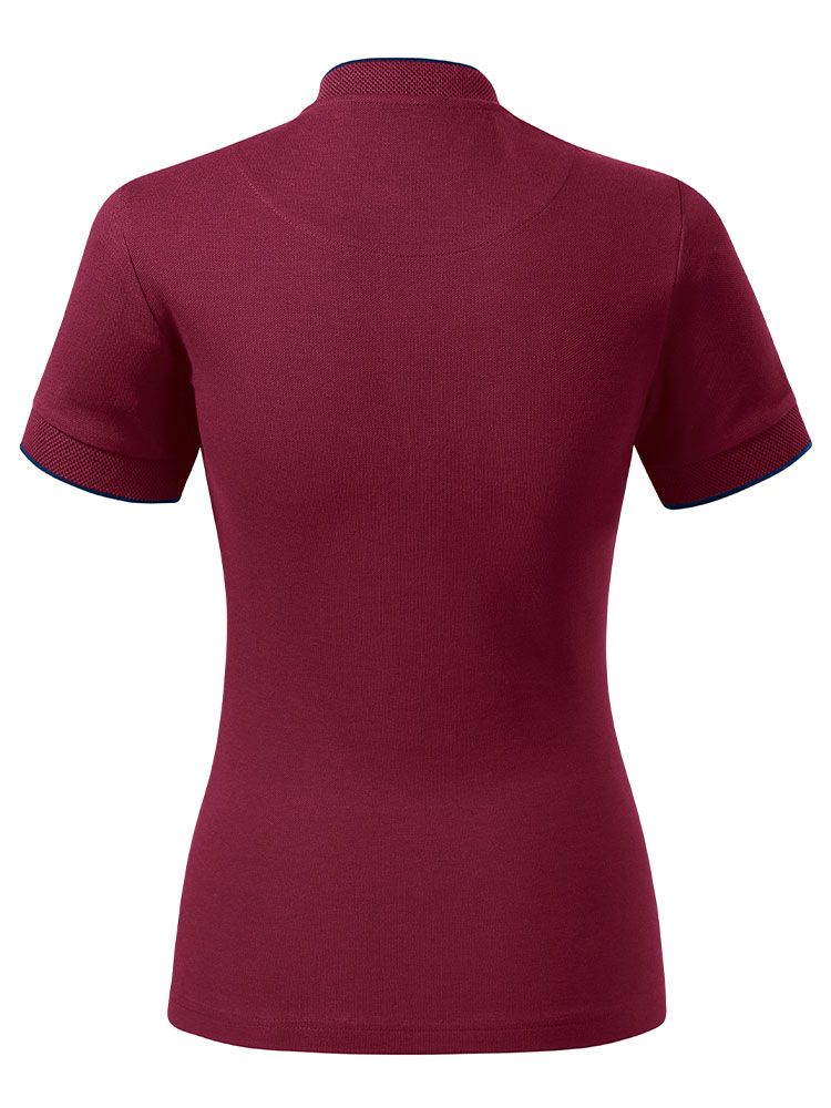 Poloshirt Stehkragen Damen in Weinrot, tailliert, 8 Farben, Größen XS bis 2XL