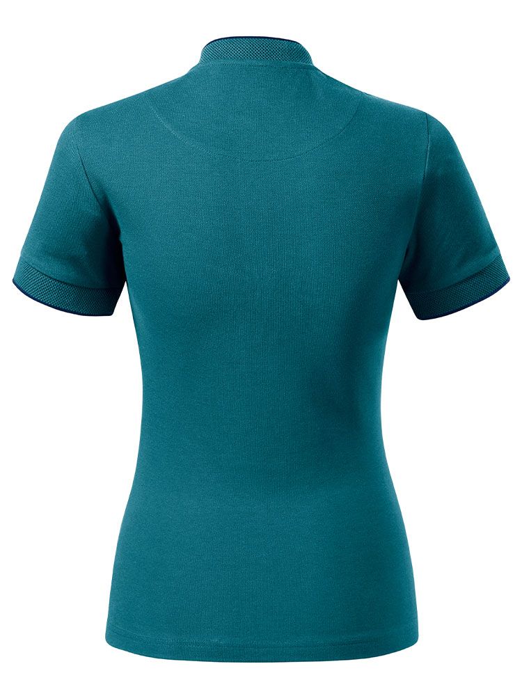 Poloshirt Stehkragen Damen in Petrol, tailliert, 8 Farben, Größen XS bis 2XL