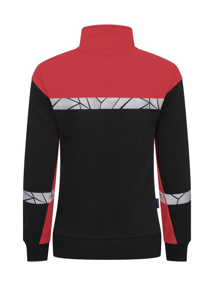 Rote Warnschutz Sweatjacke Damen mit Reflektoren und figurbetontem Schnitt für hohe Sichtbarkeit