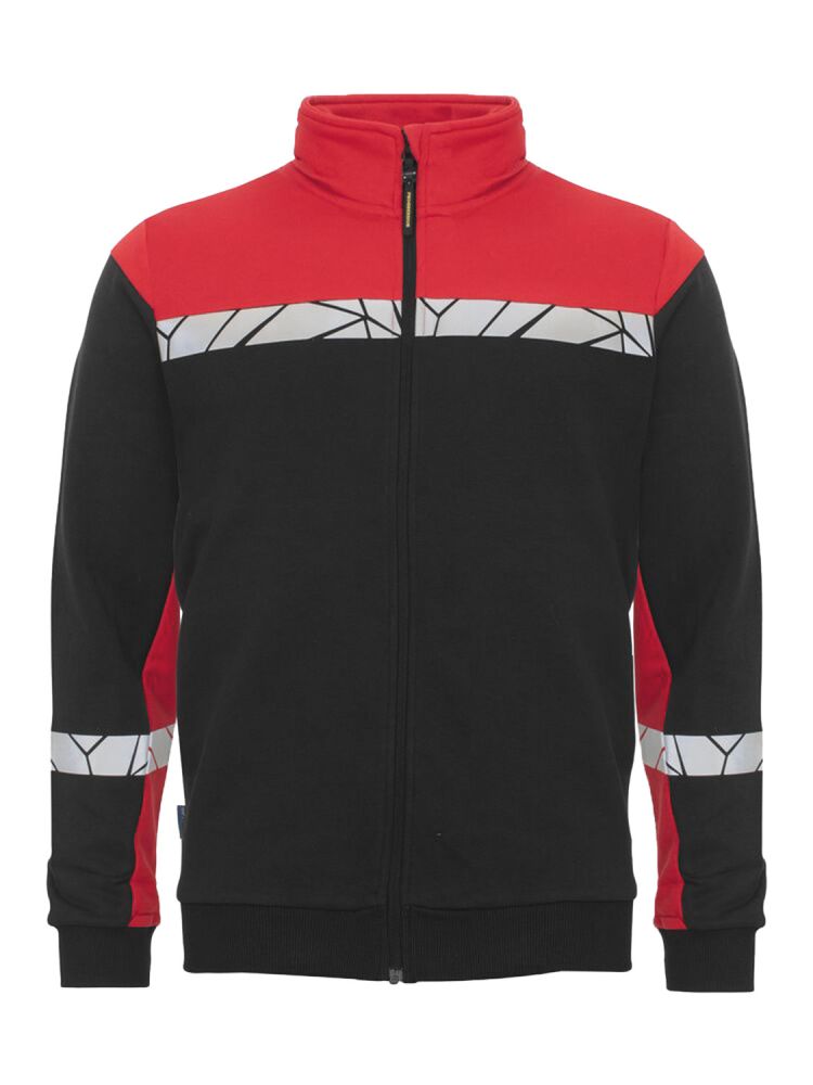 Rote Warnschutz Jacke Herren mit Reflektoren, Stehkragen und sportlicher Passform
