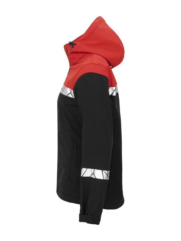 Rote Warnschutzjacke für Winter Damen mit Reflektoren, wasserabweisend und winddicht