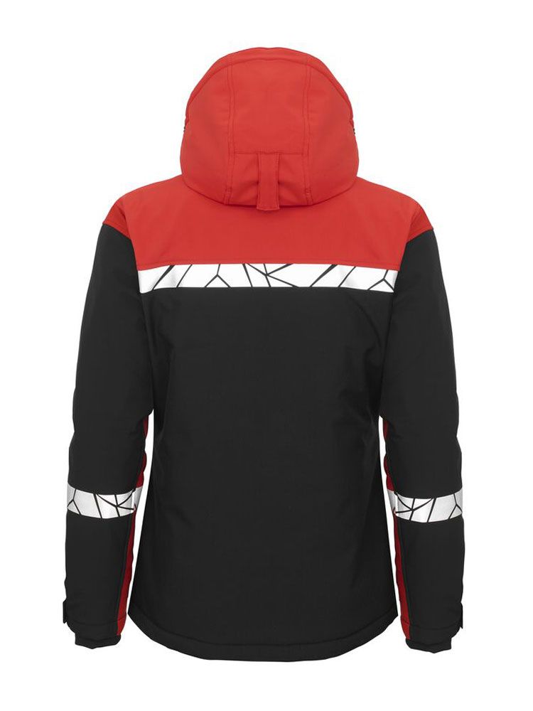 Rote Warnschutzjacke für Winter Damen mit Reflektoren, wasserabweisend und winddicht