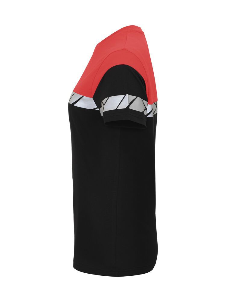 Rotes Warnschutz T-Shirt Damen mit reflektierenden Einsätzen und sportlichem Schnitt