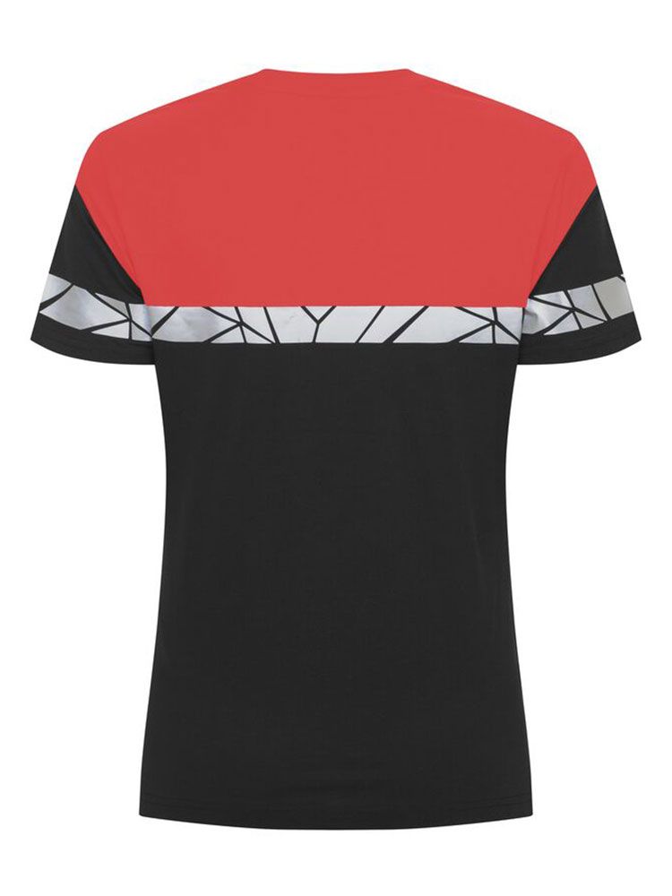 Rotes Warnschutz T-Shirt Damen mit reflektierenden Einsätzen und sportlichem Schnitt