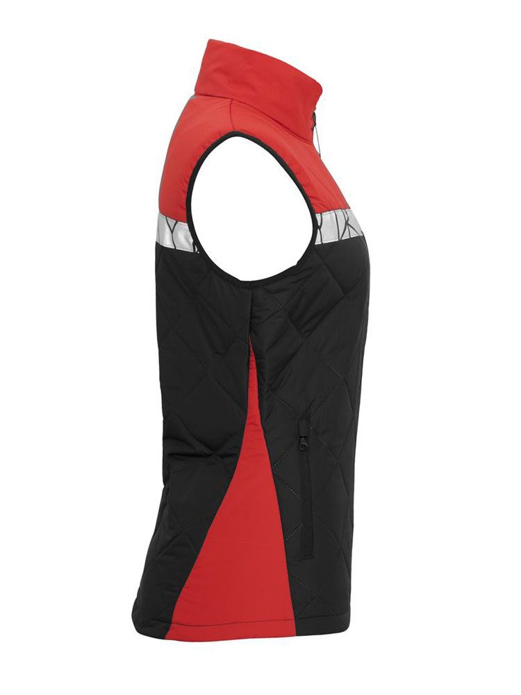 Rote Warnschutz weste mit reflektierenden Einsätzen und funktionalem Schnitt