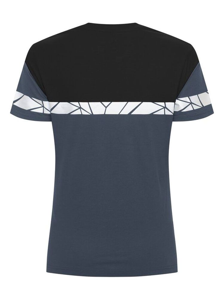 Marineblaues Damen-T-Shirt mit Reflektoren und sportlichem Schnitt