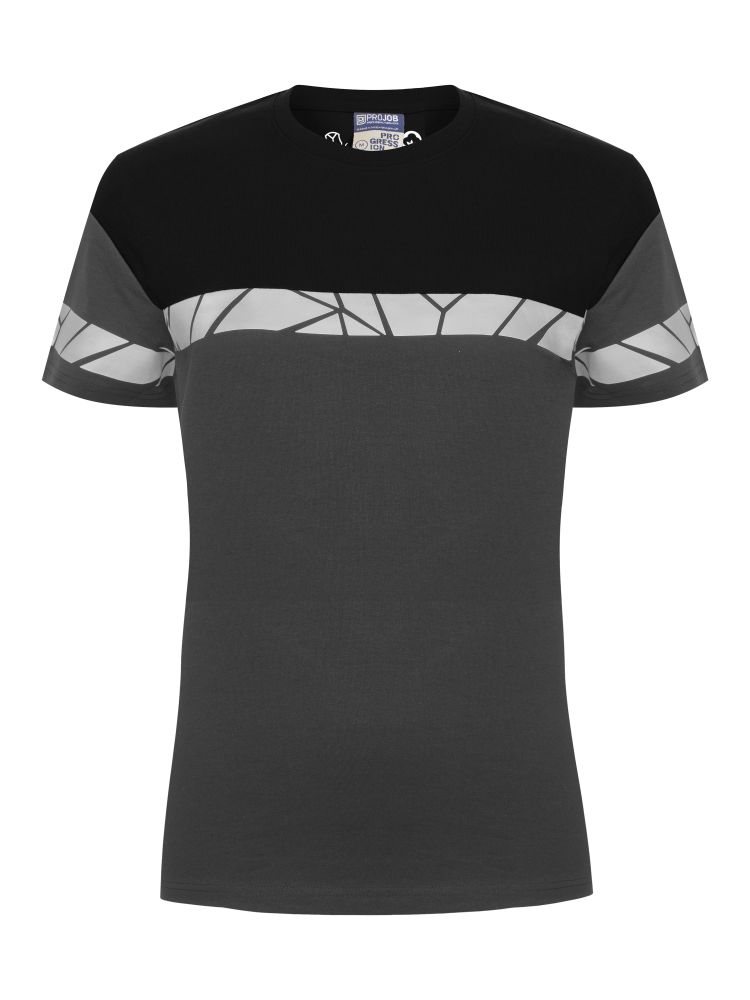 Graues Damen-T-Shirt mit reflektierenden Einsätzen und sportlichem Schnitt