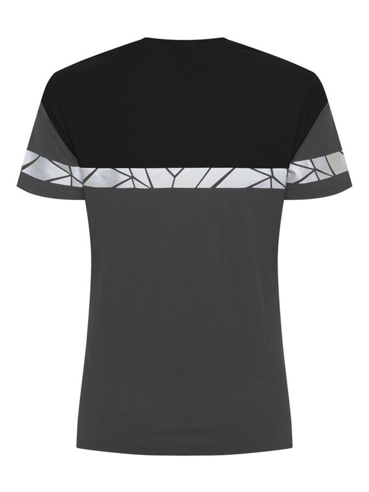 Graues Damen-T-Shirt mit reflektierenden Einsätzen und sportlichem Schnitt