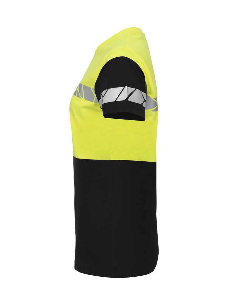 Gelbes Damen-T-Shirt mit reflektierenden Einsätzen und sportlichem Schnitt