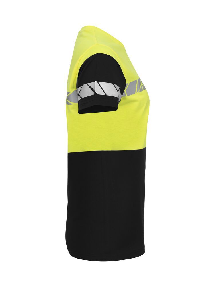 Gelbes Damen-T-Shirt mit reflektierenden Einsätzen und sportlichem Schnitt