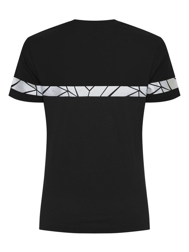 Warn T-Shirt Schwarzes Damen-T-Shirt mit reflektierenden Einsätzen und sportlicher Passform
