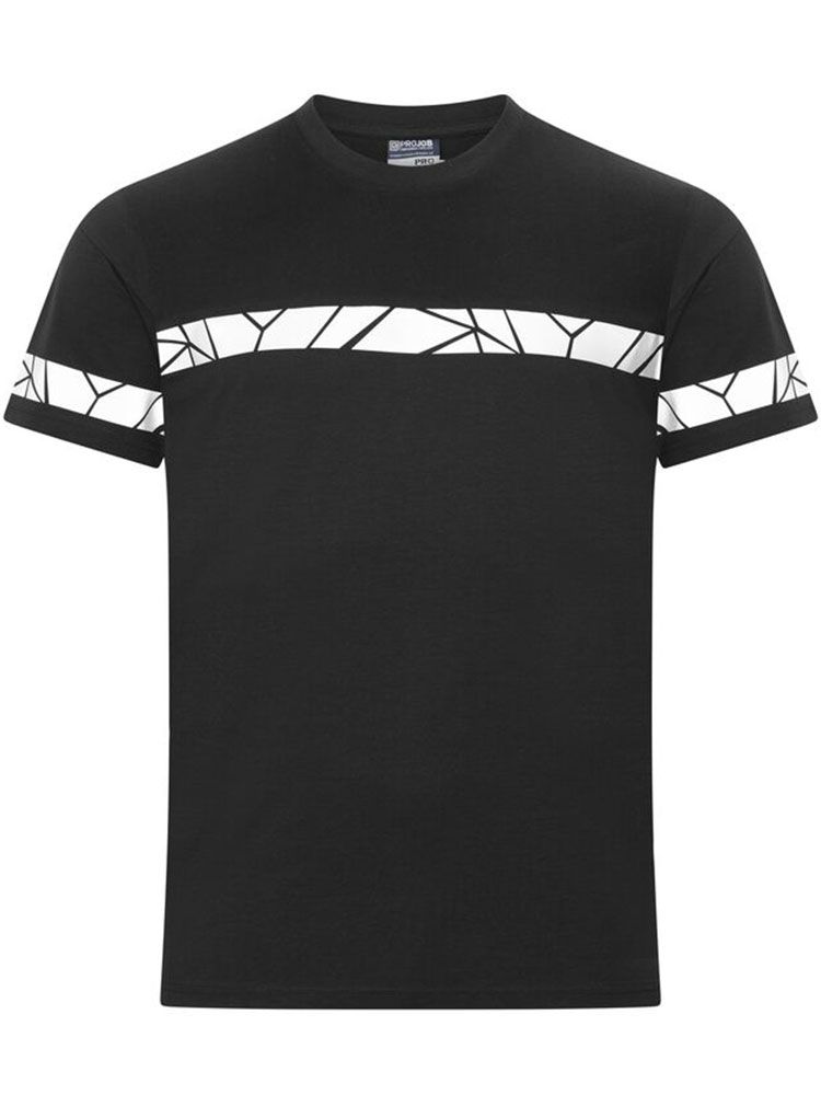 Schwarzes Herren-T-Shirt mit reflektierenden Einsätzen und sportlichem Schnitt