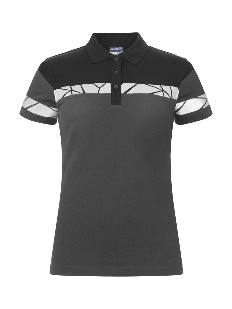 Graues Damen-Poloshirt mit reflektierenden Einsätzen und sportlichem Schnitt