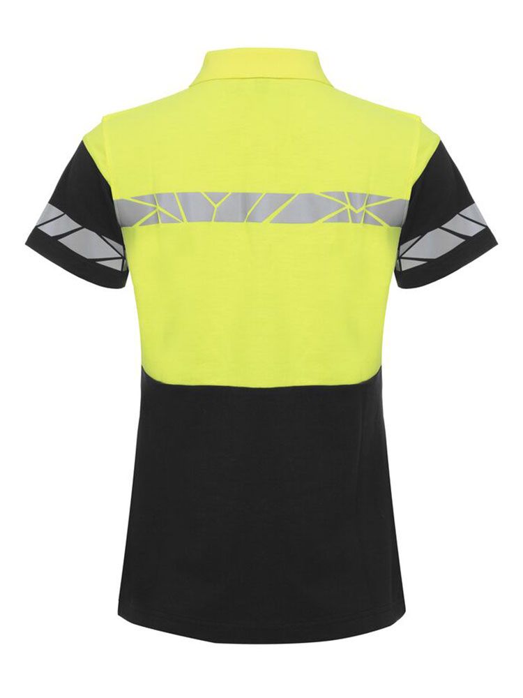 Gelbes Damen-Poloshirt mit reflektierenden Details und klassischem Kragen
