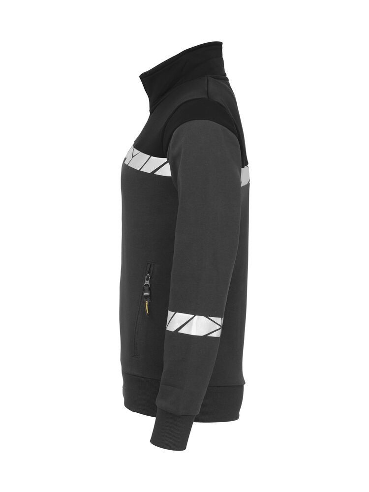 Graue Damen-Sweatjacke mit Reflektoren, Stehkragen und figurbetontem Schnitt