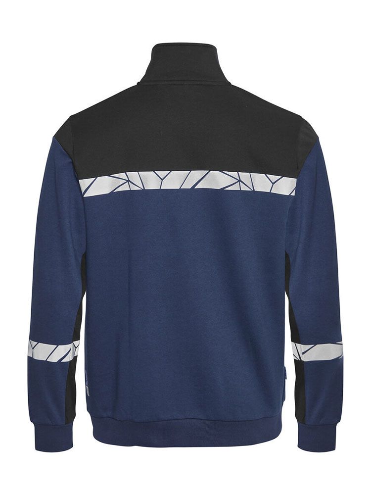 Marineblaue Herren-Sweatjacke mit Reflektoren, sportlicher Passform und Stehkragen