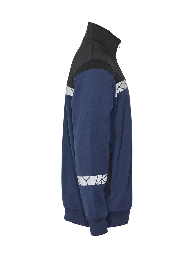 Marineblaue Herren-Sweatjacke mit Reflektoren, sportlicher Passform und Stehkragen