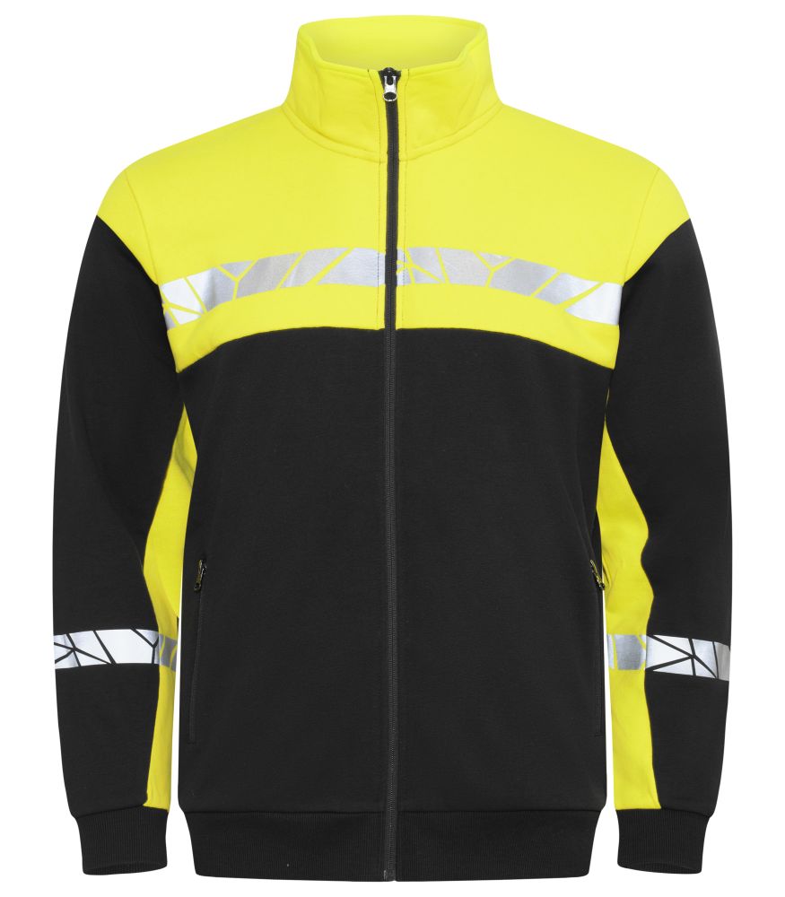 Gelbe Warnjacke Herren mit Reflektoren, sportlicher Passform und Stehkragen
