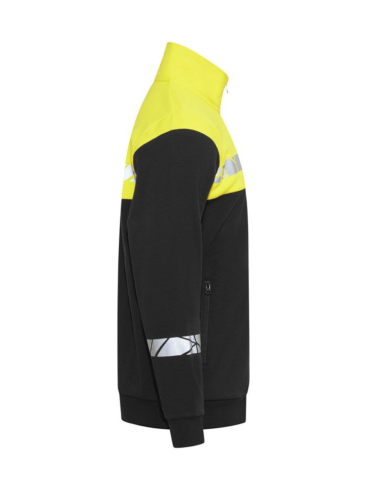 Gelbe Warnjacke Herren mit Reflektoren, sportlicher Passform und Stehkragen