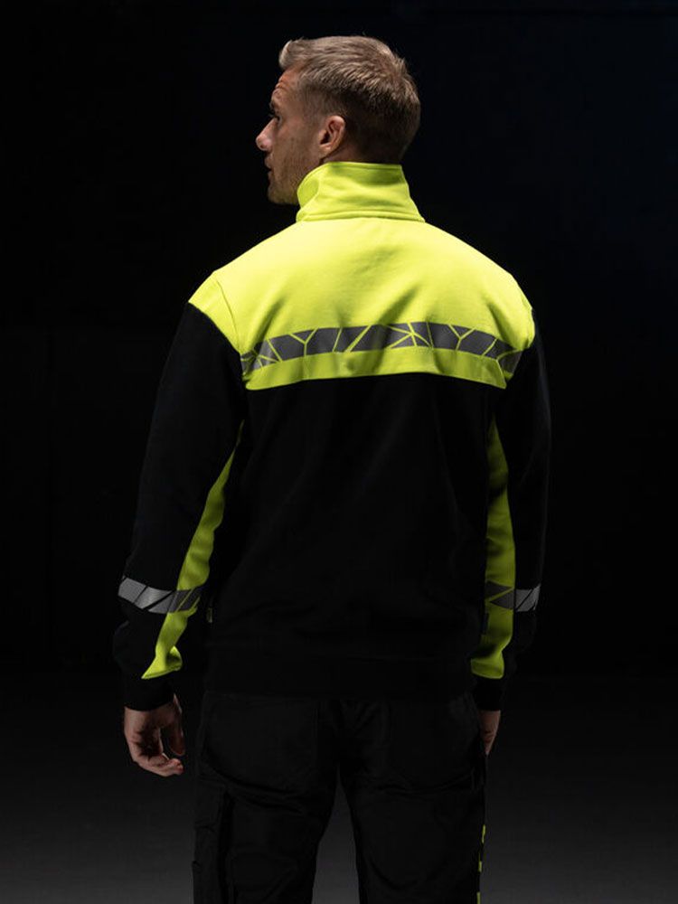 Gelbe Warnjacke Herren mit Reflektoren, sportlicher Passform und Stehkragen