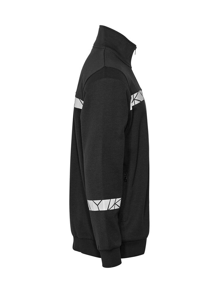 Schwarze Herren-Sweatjacke mit Reflektoren, sportlichem Schnitt und Stehkragen