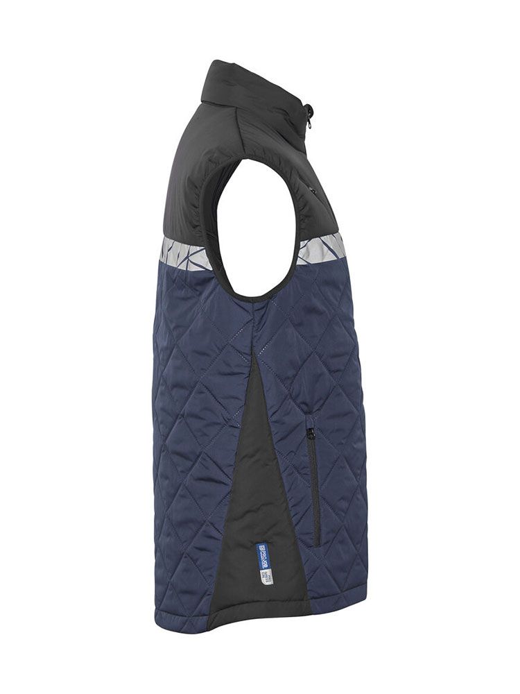 Marineblaue Herren Warnschutz Weste mit reflektierenden Details und praktischen Taschen