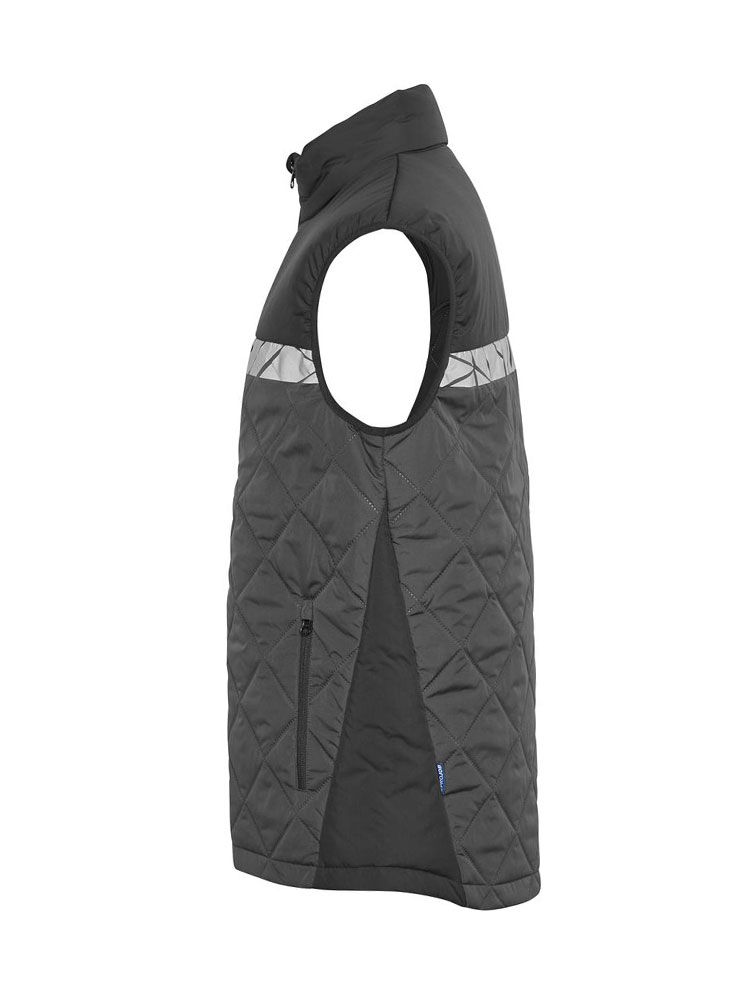 Graue Herren-Steppweste mit reflektierenden Einsätzen und Reißverschlusstaschen