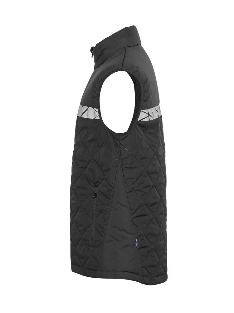 Schwarze Herren-Steppweste mit reflektierenden Einsätzen und funktionalem Schnitt