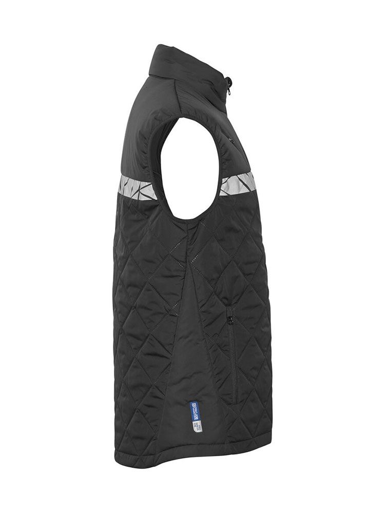 Schwarze Herren-Steppweste mit reflektierenden Einsätzen und funktionalem Schnitt