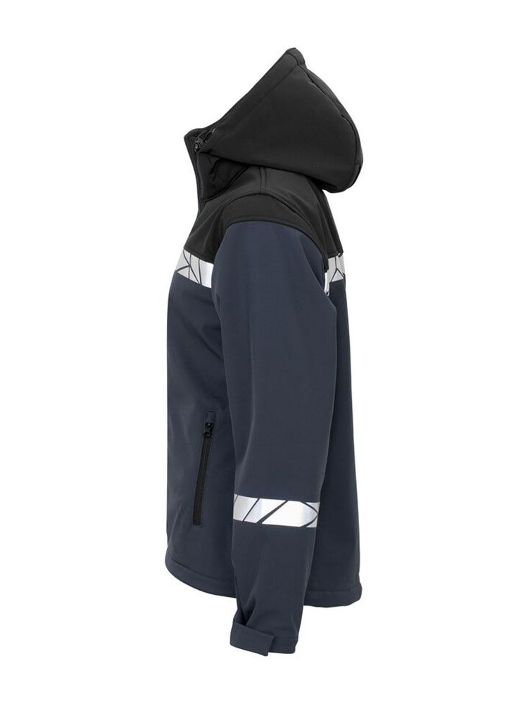 Warnschutz Softshelljacke mit Reflektoren, sportlichem Schnitt und Wetterschutz