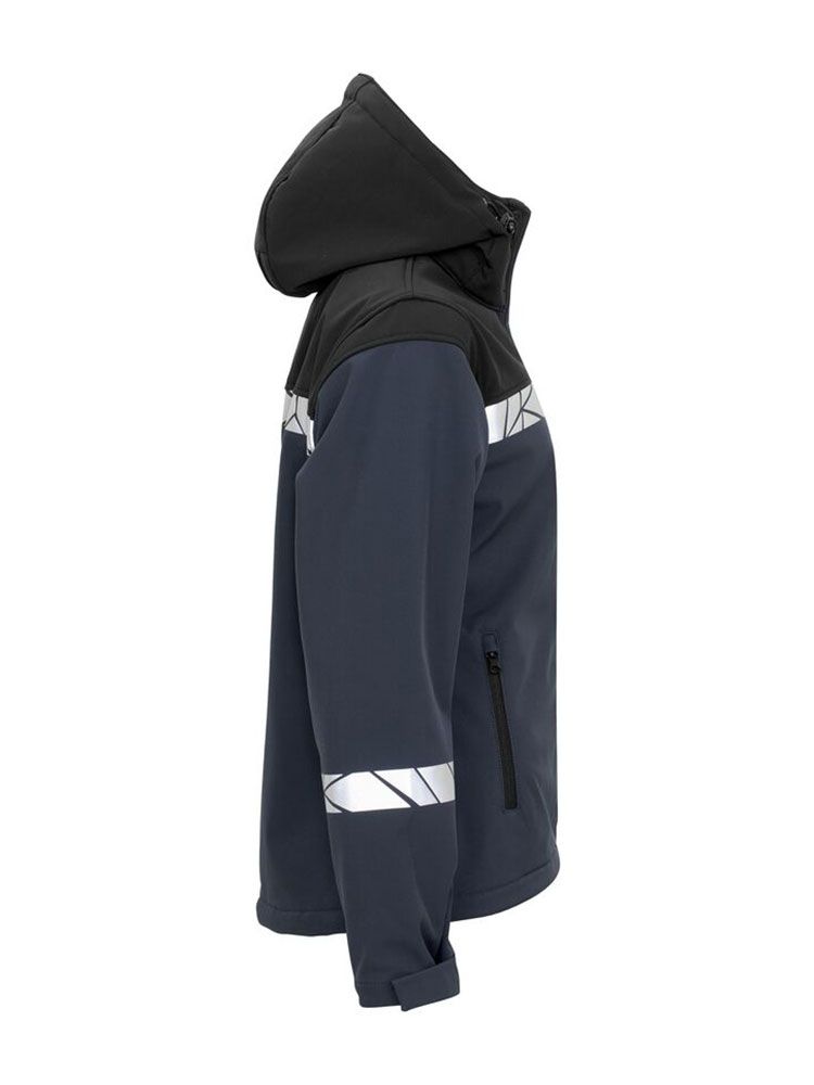Warnschutz Softshelljacke mit Reflektoren, sportlichem Schnitt und Wetterschutz
